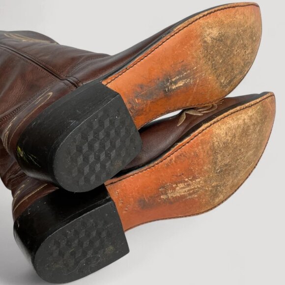 Santa Fe Brown Embroidered Cowboy Western Leather Boots Men's 11.5 D - Picture 12 of 12